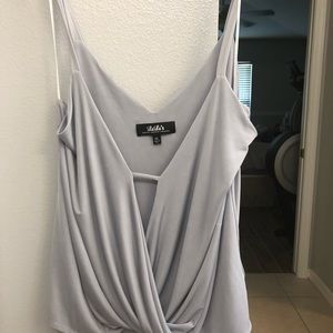 Lulus Silvery Gray drapes tank top